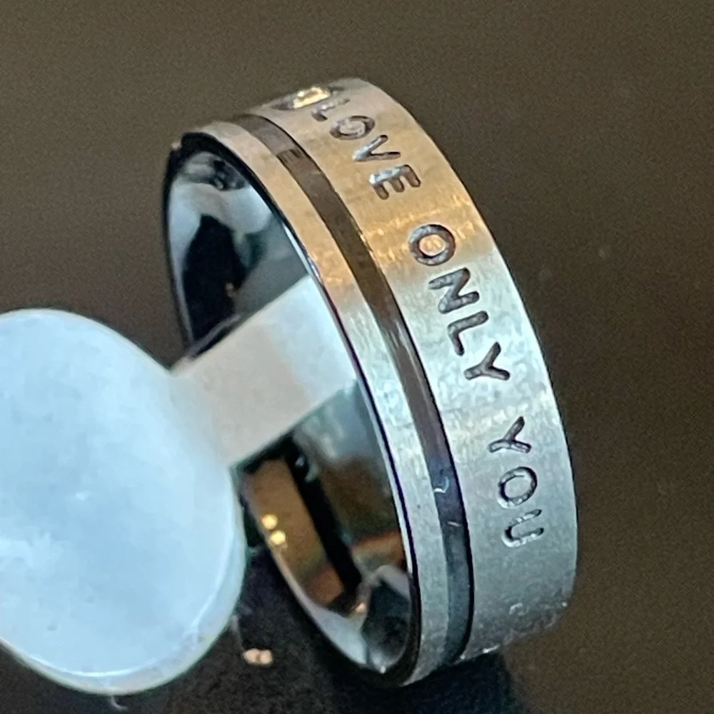 6mm Love Only You CZ men ring size 7 - Picture 4 of 9